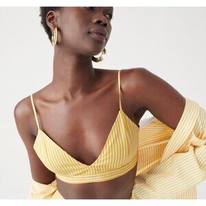 J.Crew Marie Marot Bralette Crop Top Striped Cotton Poplin Parisian Chic 14 NWT